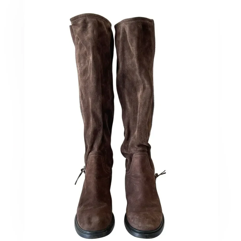 Miu Miu brown suede knee-high riding boots Size:39.5